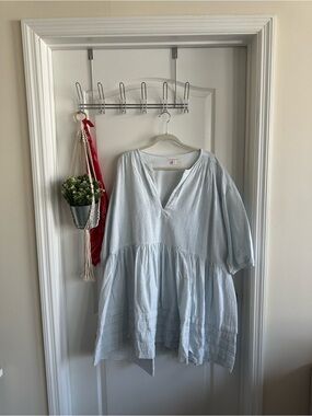 WIGGY KIT Painters Dress with Light Blue Pinstripes